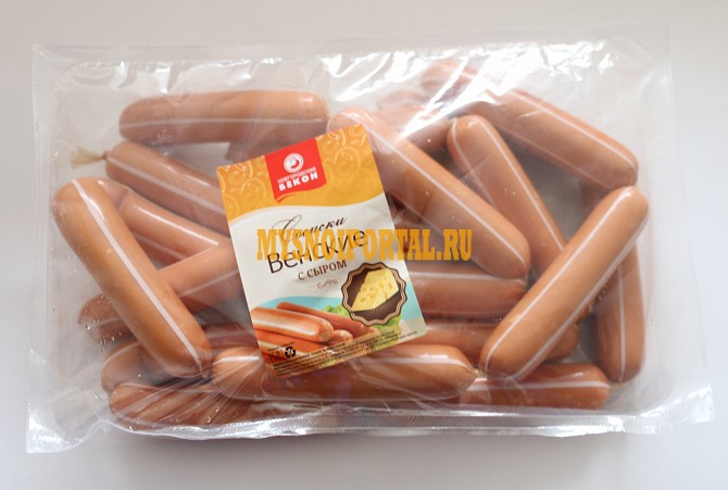 Сосиски «венские с сыром» в газ.ср. ( ср.вес 1 кг) Великий Новгород - изображение 1