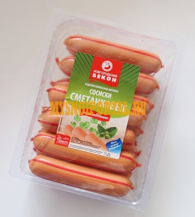 Сосиски «сметанковые» в газ.ср. ( ср.вес 1 кг.) Великий Новгород - изображение 1